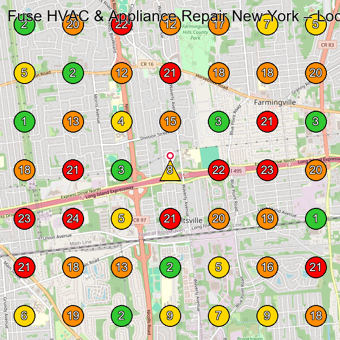 Fuse HVAC & Appliance Repair New York Hvac Contractor GeoGrid ranking map for None